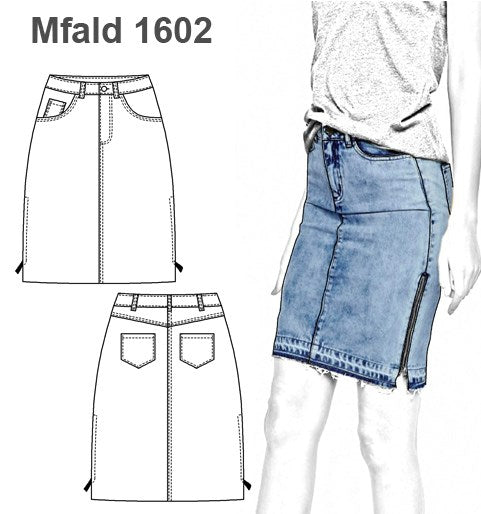 MOLDE FALDA JEANS TUBO MUJER 1602