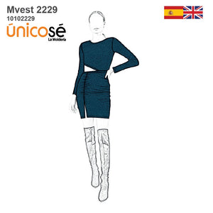MOLDE VESTIDO ASIMETRICO MUJER 2229