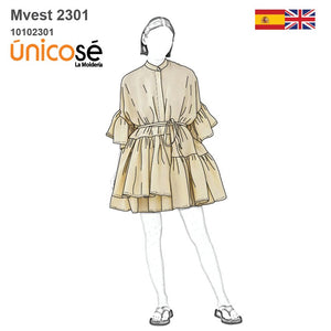 MOLDE VESTIDO CON VUELOS MUJER 2301