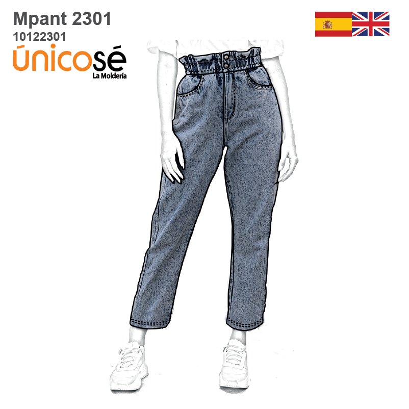 MOLDE PANTALON JEANS MOM MUJER 2301