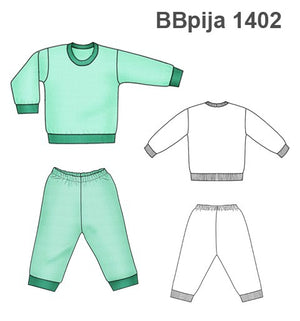 MOLDE PIJAMA DOS PIEZAS BEBE 1402