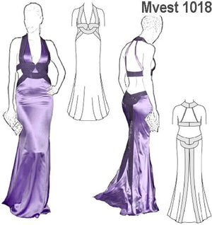 MOLDE VESTIDO FIESTA MUJER 1018