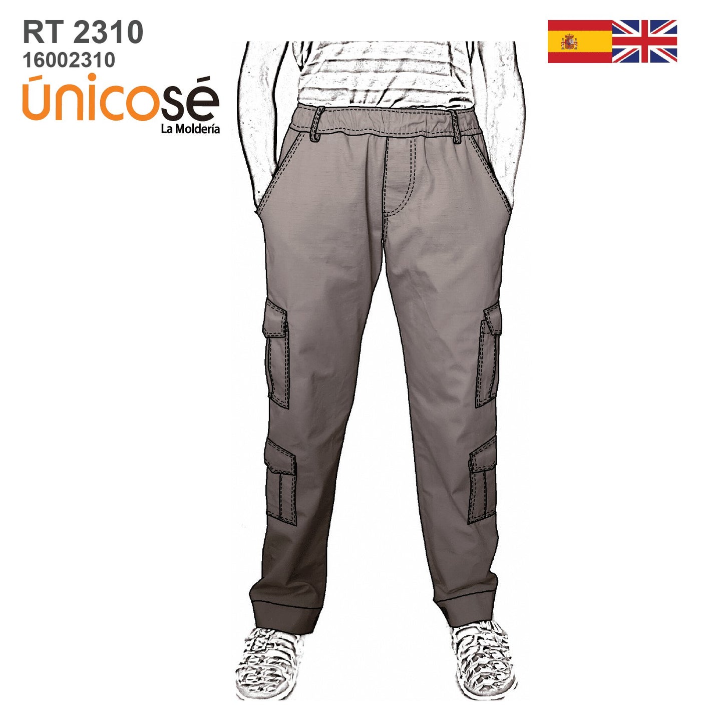 MOLDE PANTALON CARGO UNISEX 2310