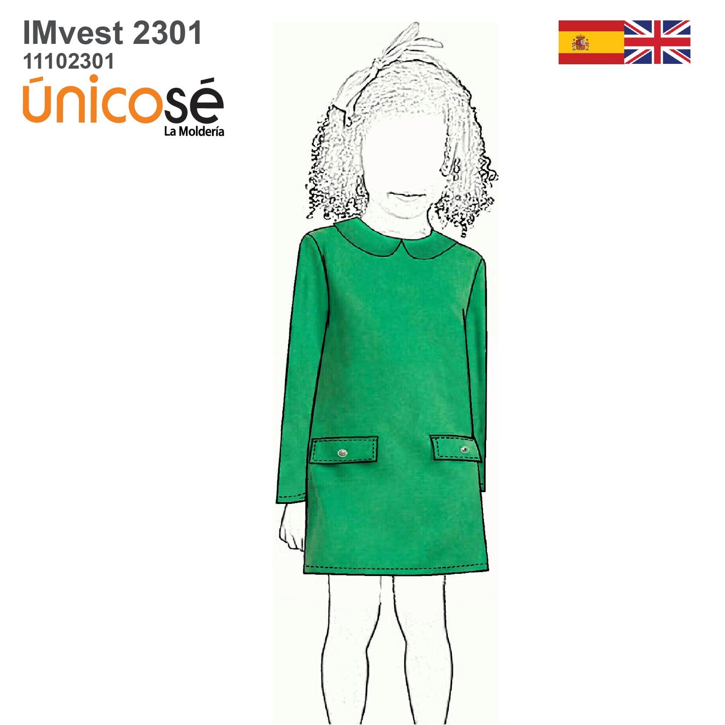 MOLDE VESTIDO CUELLO BEBE NIÑA 2301