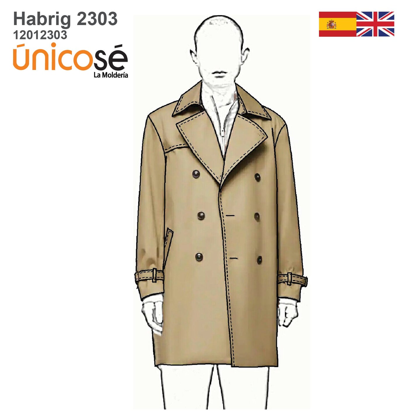 MOLDE ABRIGO TRENCH HOMBRE 2303