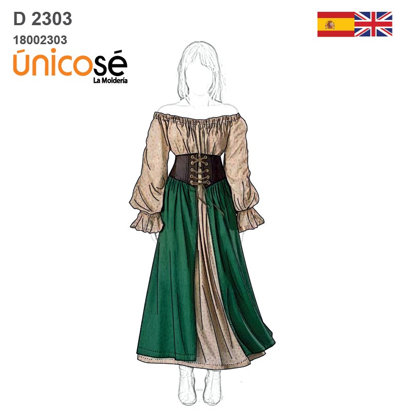 MOLDE DISFRAZ VESTIDO MEDIEVAL 2303