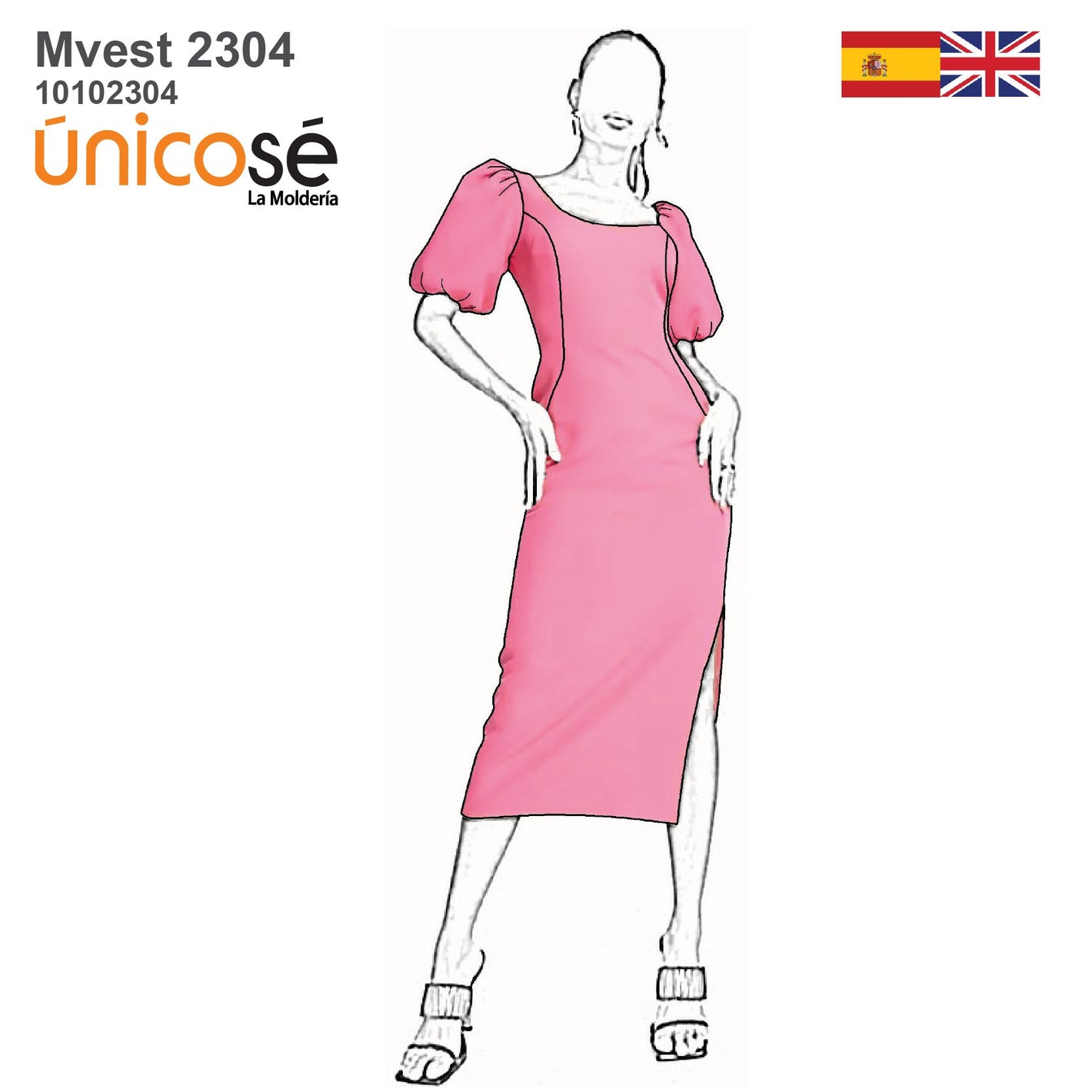 MOLDE VESTIDO ASIMETRICO MUJER 2304