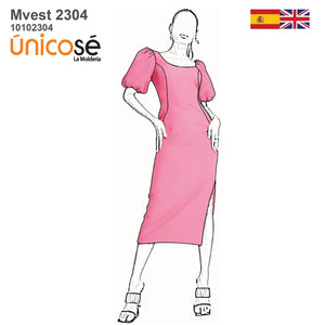MOLDE VESTIDO ASIMETRICO MUJER 2304