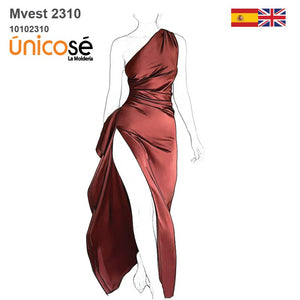 MOLDE VESTIDO ASIMETRICO MUJER 2310