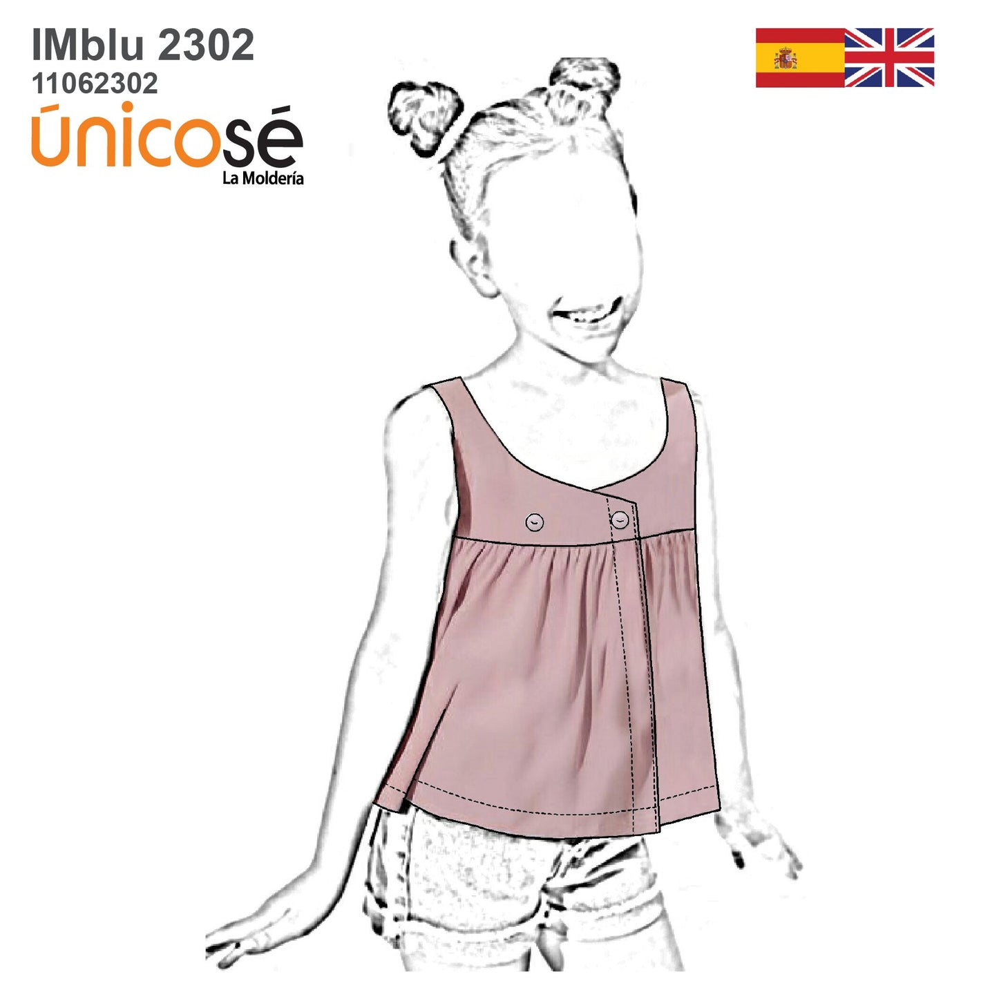 MOLDE BLUSA SIN MANGAS NIÑA 2302