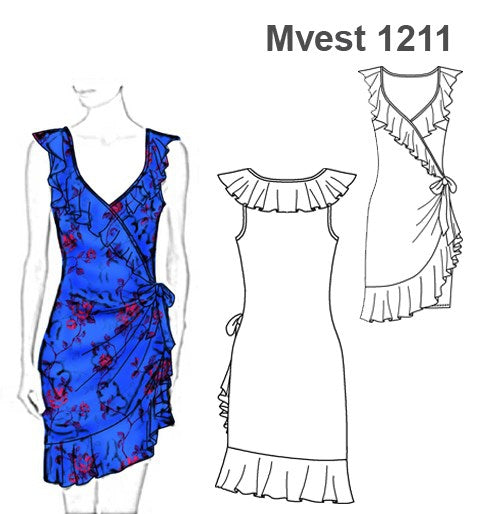 MOLDE VESTIDO CON VUELOS MUJER 1211