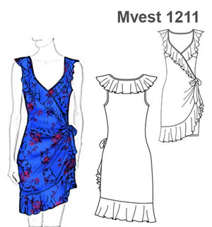 MOLDE VESTIDO CON VUELOS MUJER 1211
