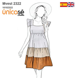 MOLDE VESTIDO VUELOS MUJER 2322