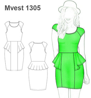 MOLDE VESTIDO PEPLUM MUJER 1305