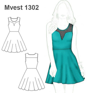 MOLDE VESTIDO EVASE MUJER 1302