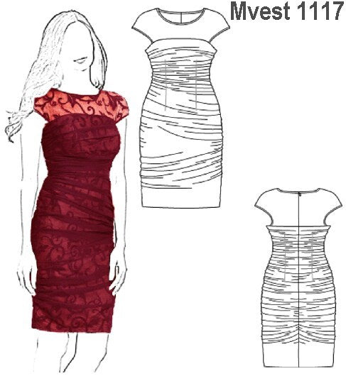 MOLDE VESTIDO AJUSTADO MUJER 1117