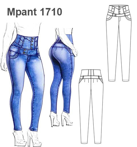 MOLDE PANTALON  LEVANTA COLA MUJER 1710