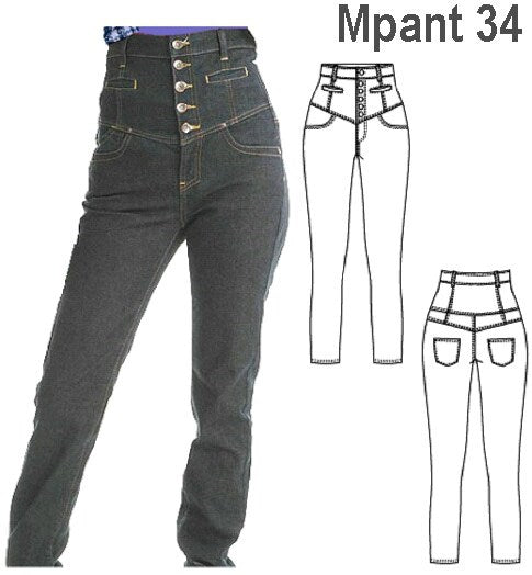 MOLDE PANTALON JEANS MUJER 0934