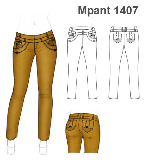 MOLDE PANTALON JEANS MUJER 1407