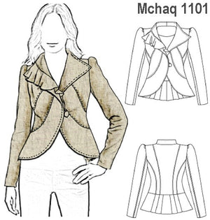 MOLDE CHAQUETA CON VUELOS MUJER 1101