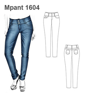 MOLDE PANTALON JEANS MUJER 1604