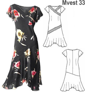 MOLDE VESTIDO VUELOS MUJER 0933