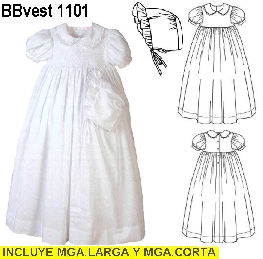 MOLDE VESTIDO BAUTIZO BEBE 1101