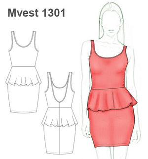 MOLDE VESTIDO PEPLUM MUJER 1301