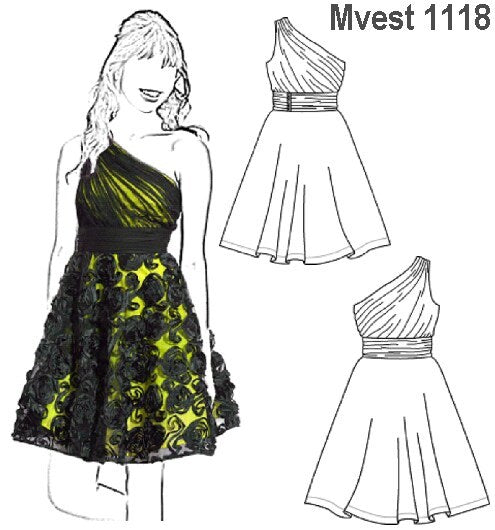 MOLDE VESTIDO UN HOMBRO MUJER 1118