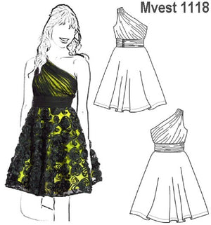 MOLDE VESTIDO UN HOMBRO MUJER 1118