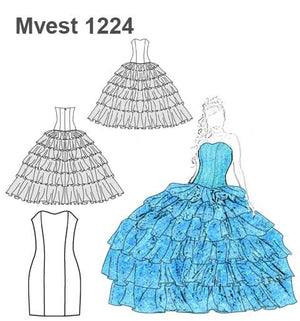 MOLDE VESTIDO FIESTA QUINCE MUJER 1224