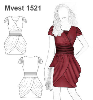 MOLDE VESTIDO PLIEGUES MUJER 1521