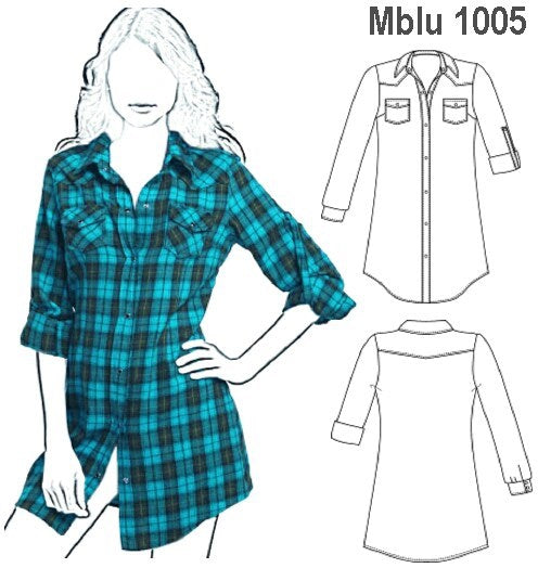 MOLDE BLUSA CAMISA LARGA MUJER 1005