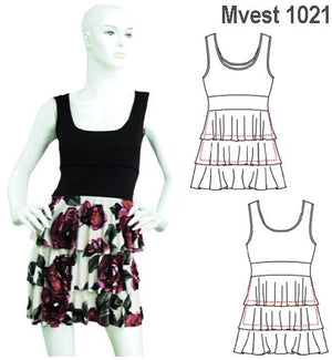 MOLDE VESTIDO VUELOS MUJER 1021