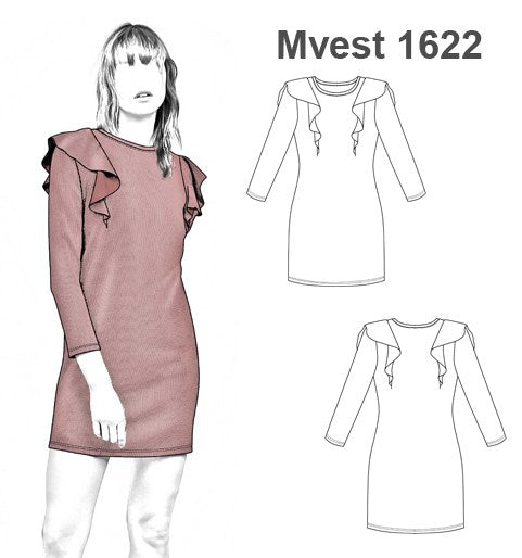 MOLDE VESTIDO VUELOS MUJER 1622
