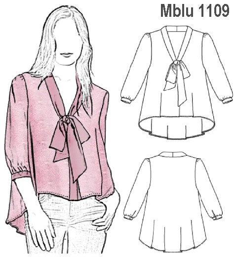 MOLDE BLUSA CON CORBATIN  MUJER 1109