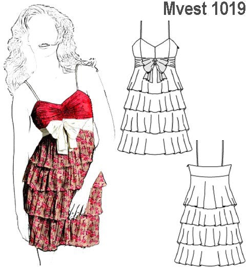 MOLDE VESTIDO VUELOS MUJER 1019