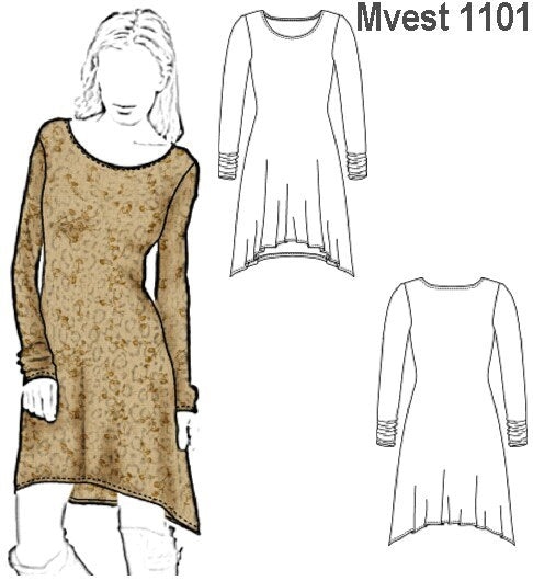 MOLDE VESTIDO BASICO MUJER 1101