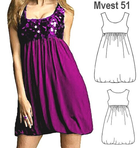 MOLDE VESTIDO GLOBO MUJER 0951