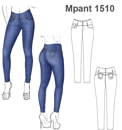 MOLDE PANTALON JEANS MUJER 1510