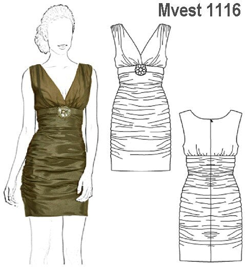 MOLDE VESTIDO RECOGIDO MUJER 1116