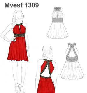 MOLDE VESTIDO EVASE MUJER 1309