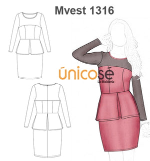 MOLDE VESTIDO PEPLUM MUJER 1316