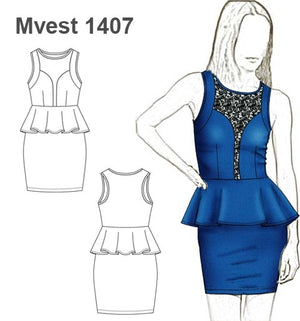 MOLDE VESTIDO PEPLUM MUJER 1407