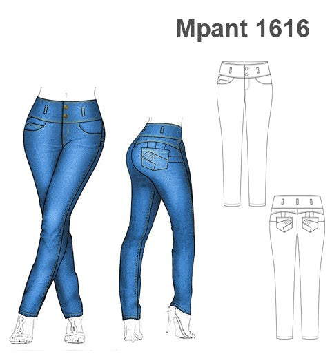 MOLDE PANTALON JEANS MUJER 1616