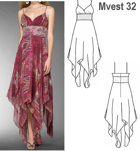 MOLDE VESTIDO PUNTAS MUJER 0932