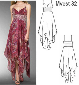 MOLDE VESTIDO PUNTAS MUJER 0932