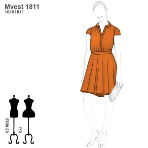 MOLDE VESTIDO EVASE MUJER 1811