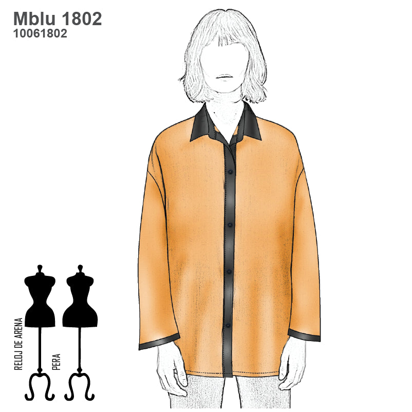 MOLDE BLUSA CAMISA OVERSIZE MUJER 1802