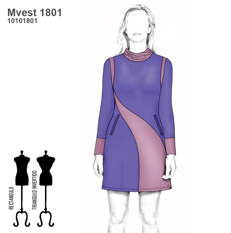 MOLDE VESTIDO EVASE MUJER 1801